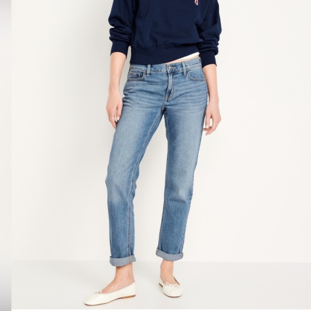Old Navy Mid Rise Wow Boyfriend Jeans Blue Size Petite